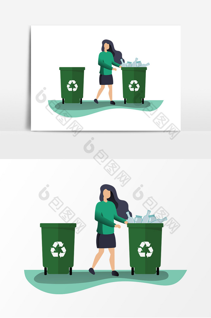 手绘保护环境垃圾回收元素设计