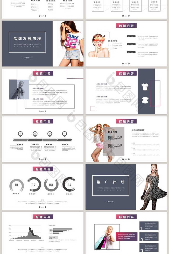 时尚女装品牌推广方案商业计划书PPT模板
