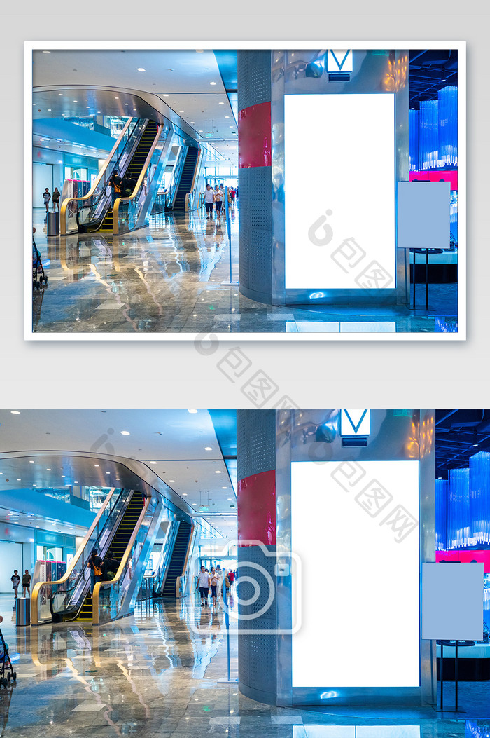 商场立柱LED空白屏幕广告牌摄影图