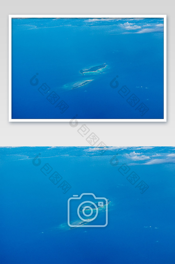 航拍大洋上的小岛摄影图片图片
