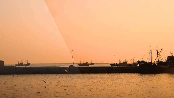 ht003黄昏夕阳海滩海岸码头港口