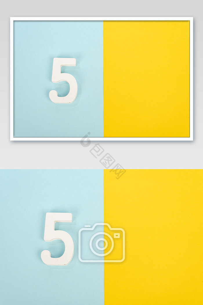 黄蓝背景数字五5图片