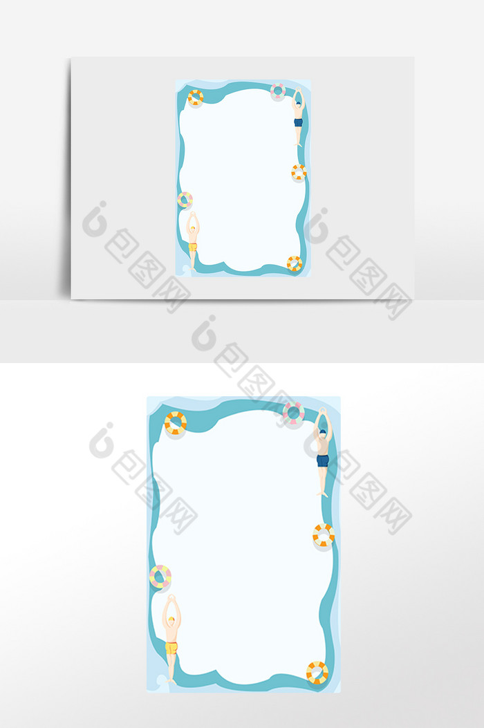 夏日游泳泳圈装饰边框插画图片图片