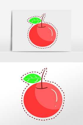 手绘卡通可爱贴图水果苹果插画