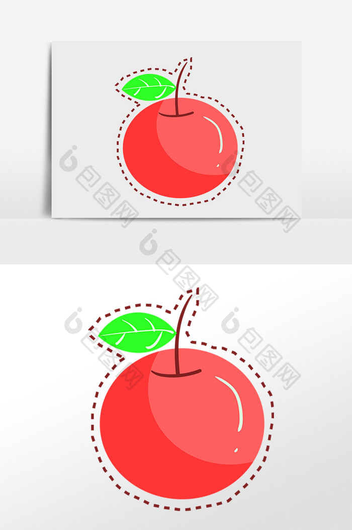 手绘卡通可爱贴图水果苹果插画