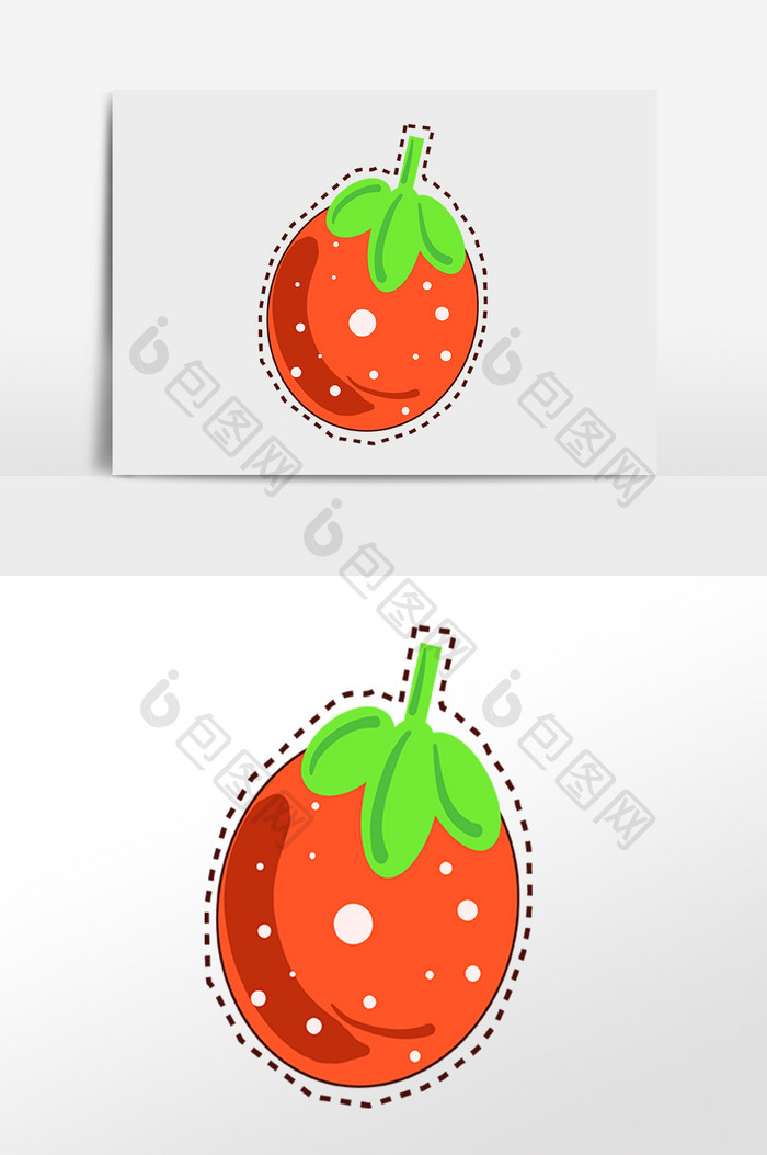 手绘卡通可爱贴图水果草莓插画