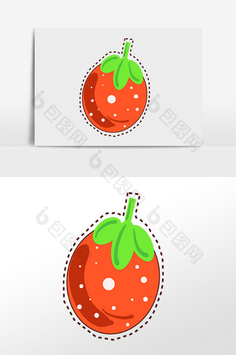 手绘卡通可爱贴图水果草莓插画图片