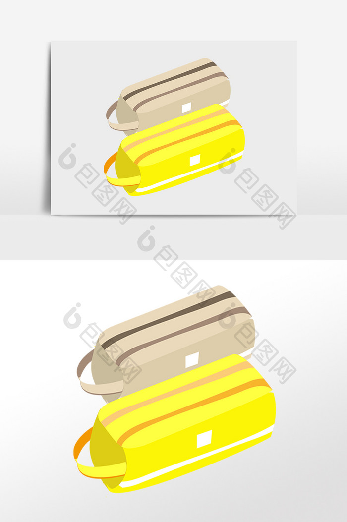 手绘教育学习工具文具袋插画