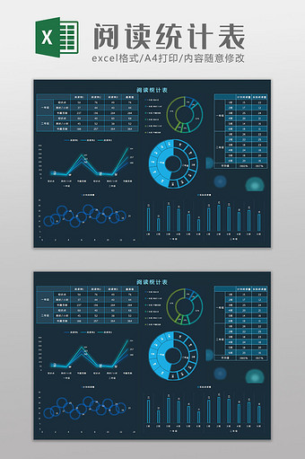 阅读统计量科技可视化Excel模板图片