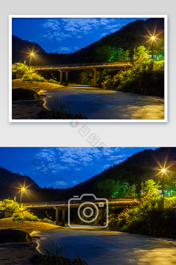 农村桥梁建筑夜色夜景高清摄影图图片图片