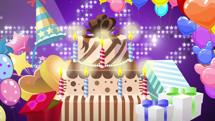 卡通过生日生日蛋糕舞台背景
