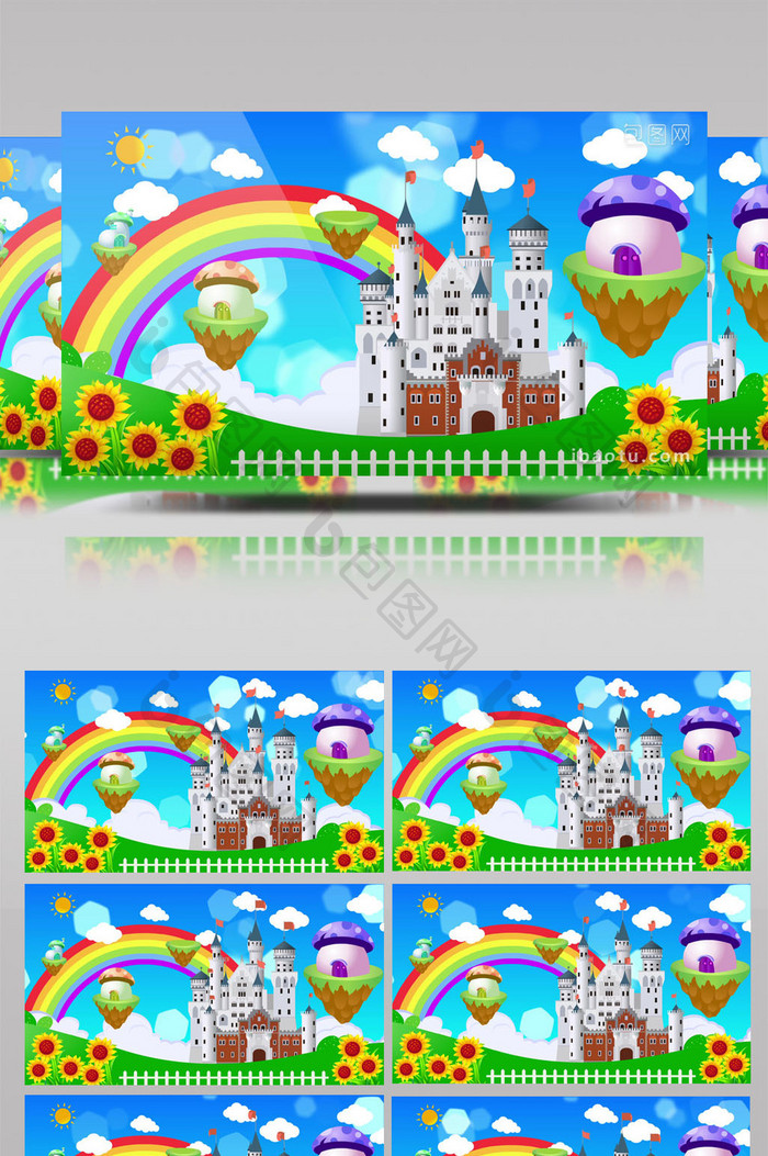 城堡彩虹卡通场景