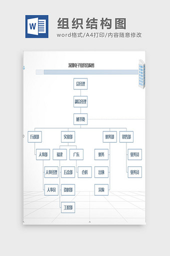 商务实用简洁组织架构word模板图片