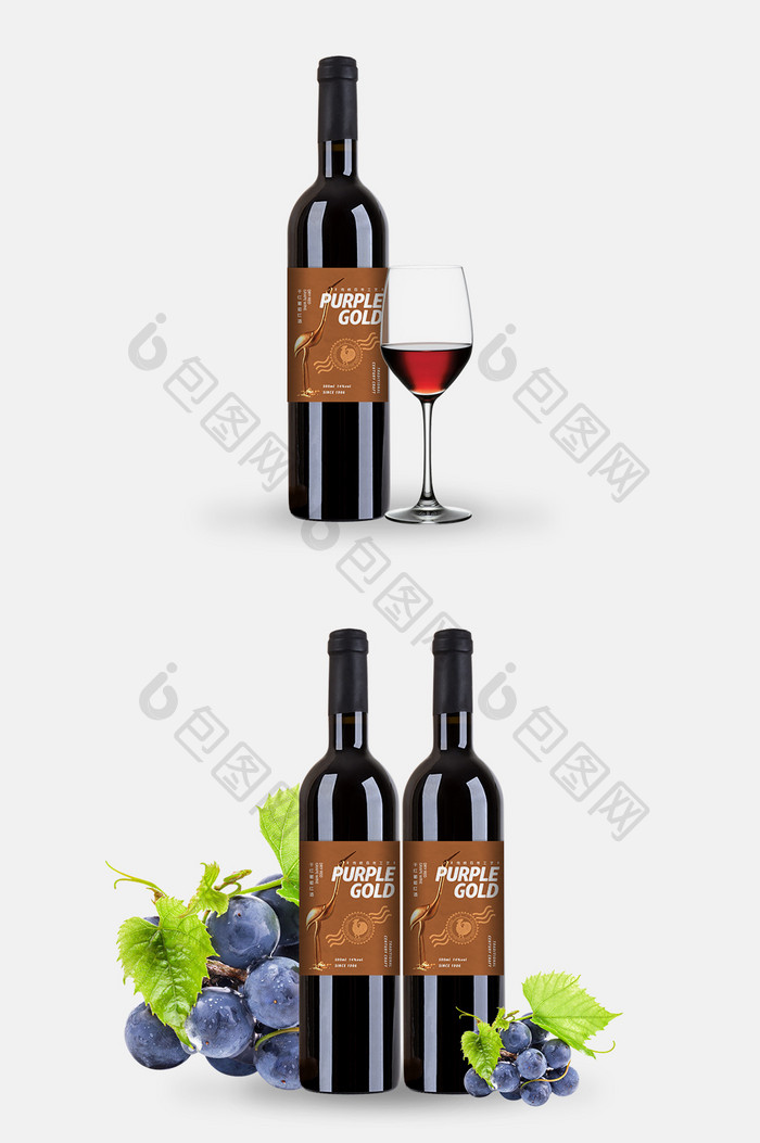 深色大气图案精美欧式葡萄红酒包装设计