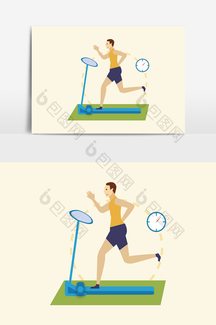 健身跑步运动男子健康矢量卡通扁平素材