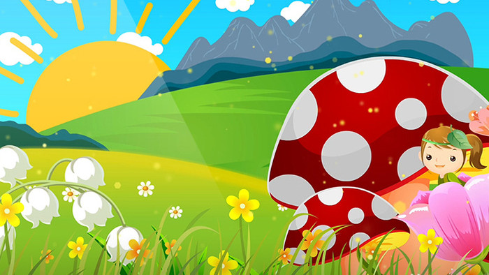 卡通蘑菇花仙子背景