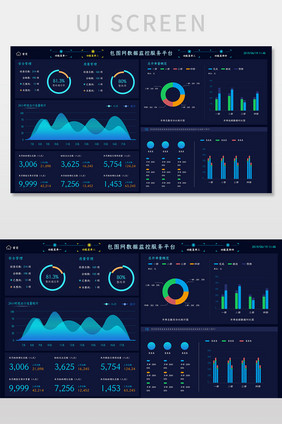 暗色系蓝色科技渐变大数据可视化网页界面