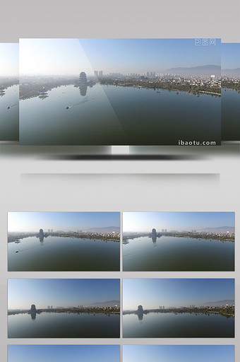 航拍清华湖景色素材图片