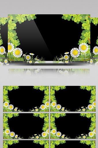 花朵树叶卡通边框图片