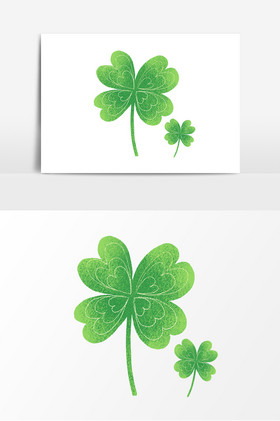 噪点四叶草树叶插画