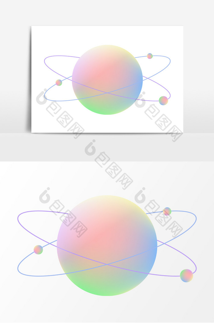 卡通渐变星球小行星
