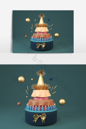 C4D简约小清新装饰蛋糕元素图片