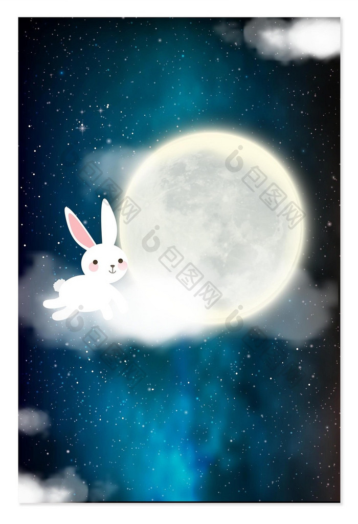 中秋节月亮兔子赏月 背景下载 包图网