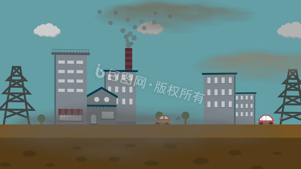 城市污染环保动画GIF图片