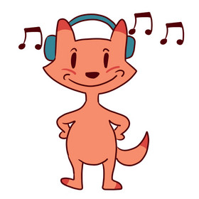 小狐狸听音乐动态表情包
