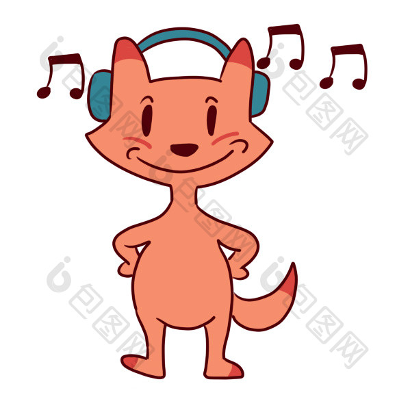 小狐狸听音乐动态表情包