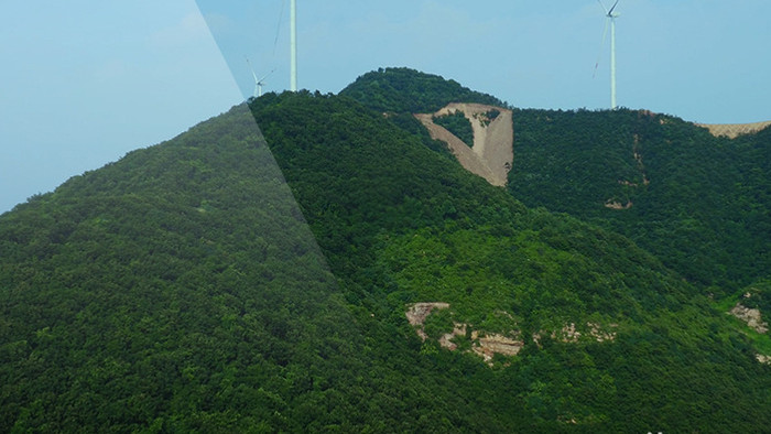 航拍风力发电山顶清洁能源新能源