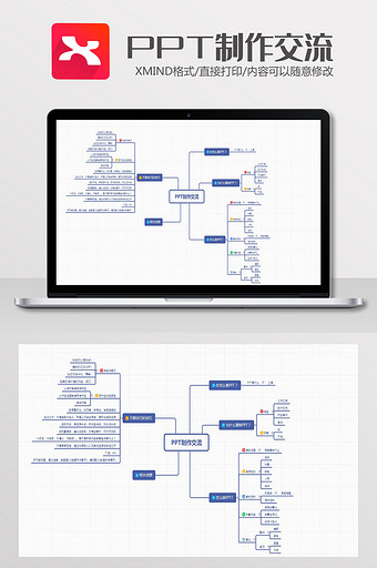 PPT制作交流思维导图XMind模板图片