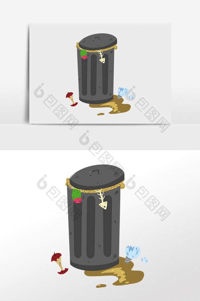 污染环境垃圾桶插画图片图片