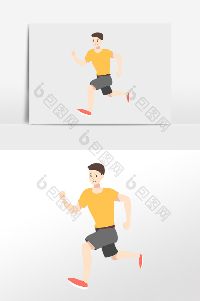 手绘运动健身跑步男孩插画