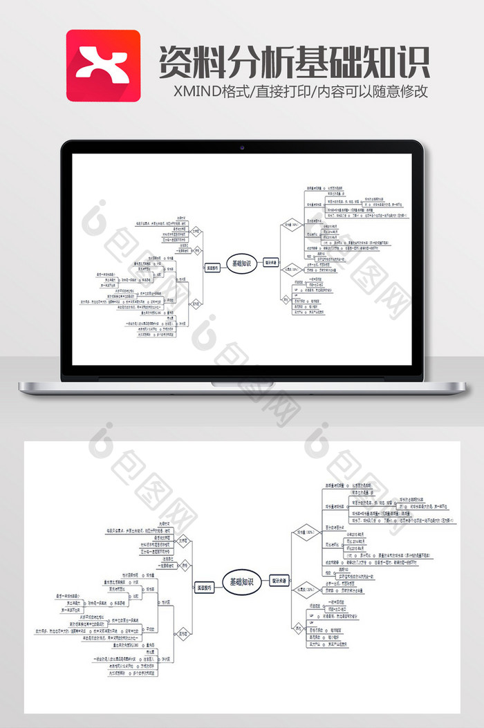 资料分析基础知识思维导图XMind模板