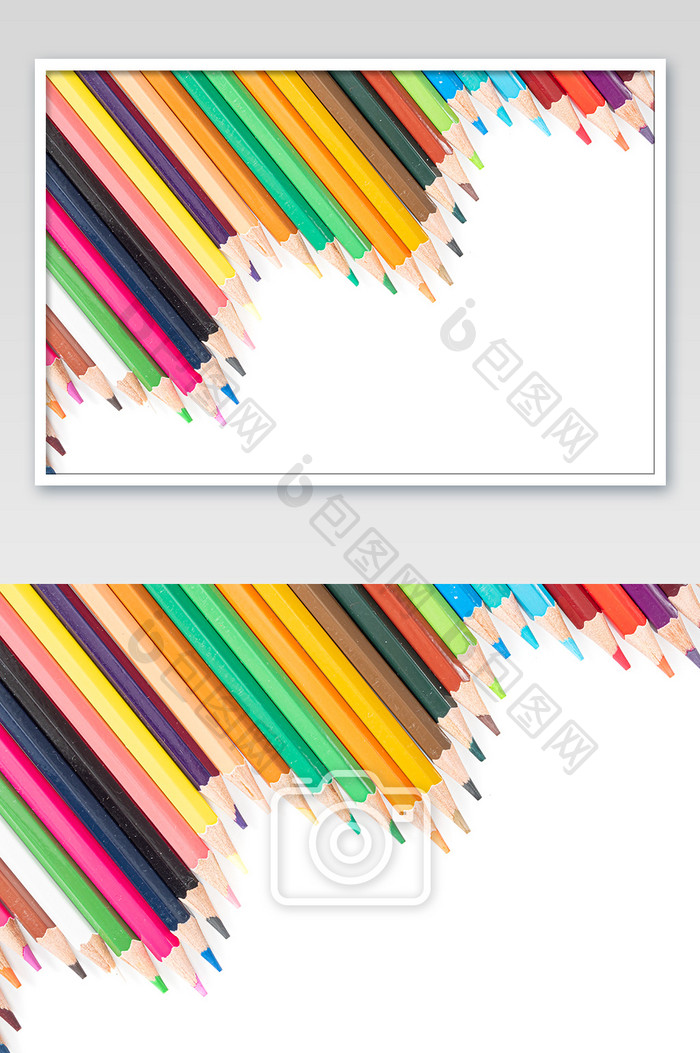 彩色绘画铅笔不规则排列摄影图
