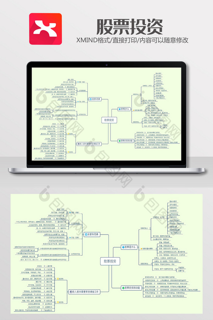 股票投资思维导图XMind模板