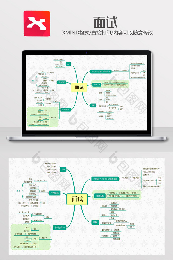 面试的方法思维导图XMind模板