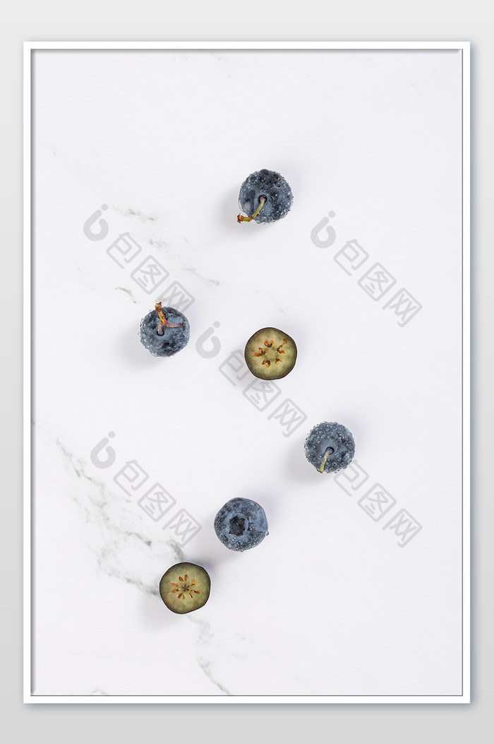 新鲜水果蓝莓简约背景摄影图