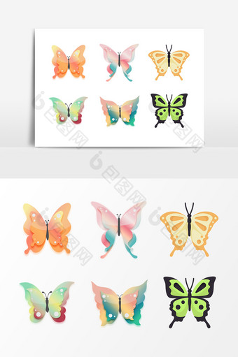 彩色水彩蝴蝶昆虫素材图片