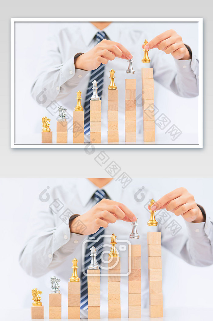 商务人士国际象棋搭建商务金融风格图片