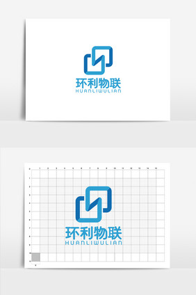 蓝色简约物联网科技logo标志VI设计