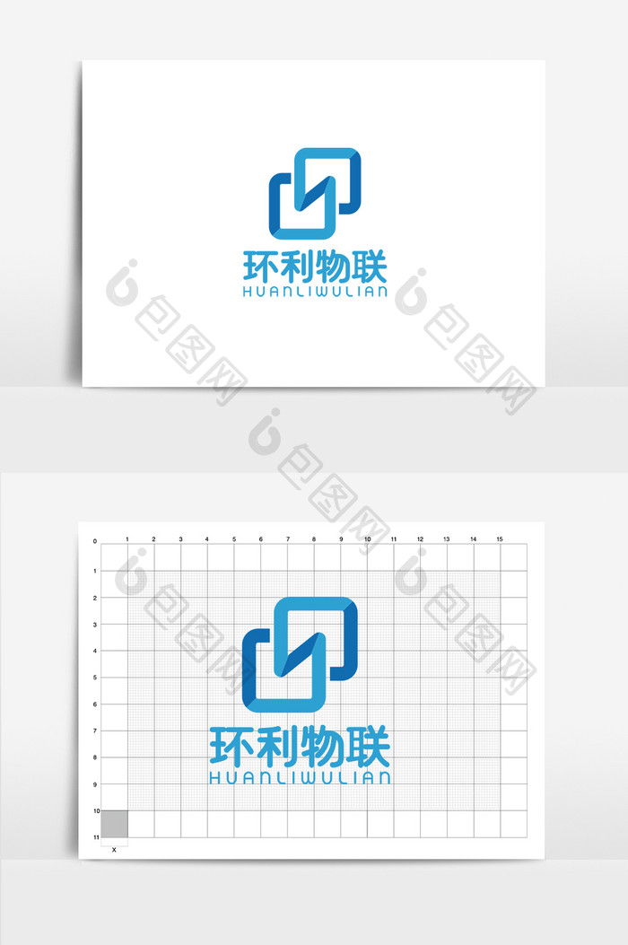 蓝色简约物联网科技logo标志VI设计