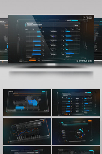 科技HUD元素数据图表展示AE模板图片