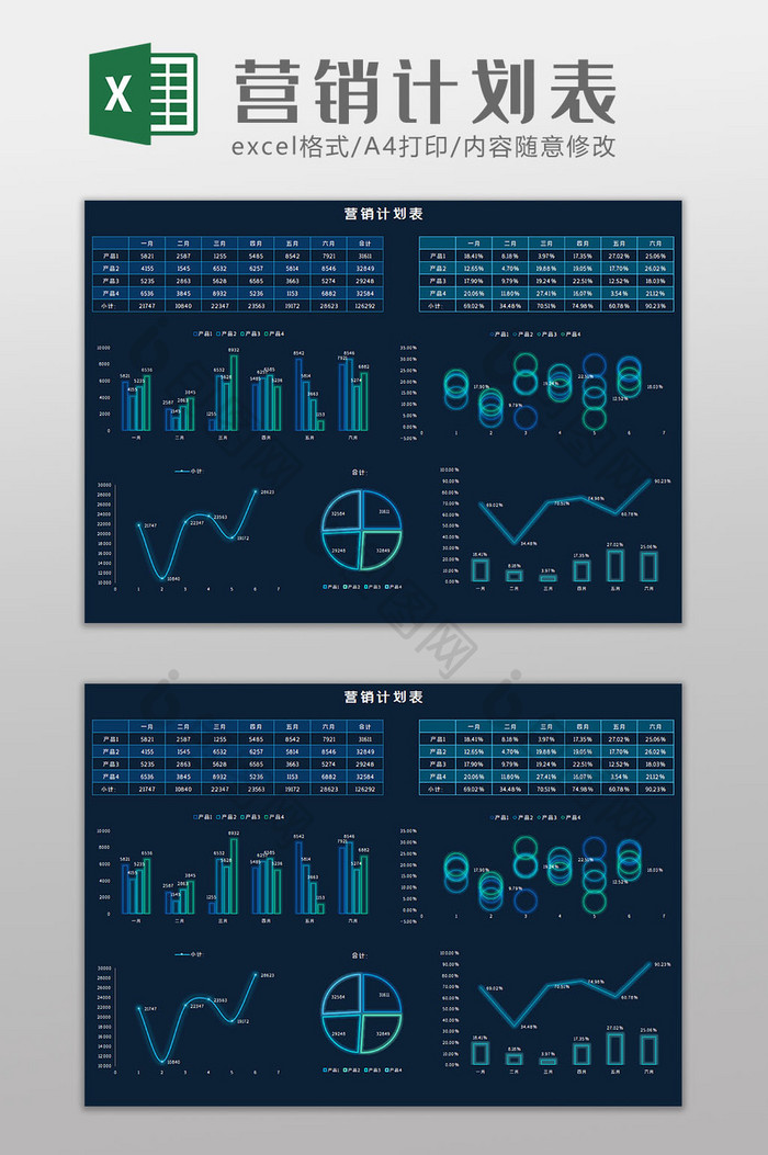 科技可视化营销计划表Excel模板