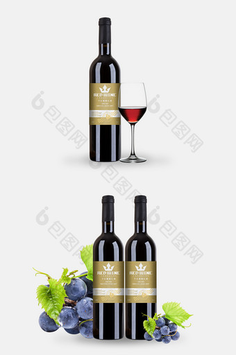 金色皇冠欧式干红葡萄红酒包装设计图片