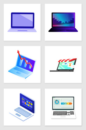 大屏幕笔记本电脑套图插画