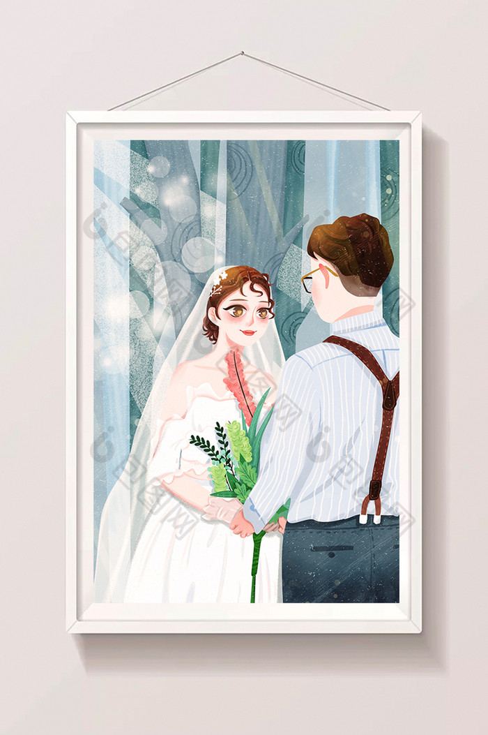 生活婚礼婚纱男女插画图片图片