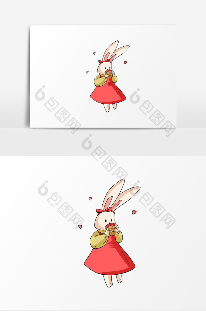 中秋节玉兔兔子喝水卡通创意元素