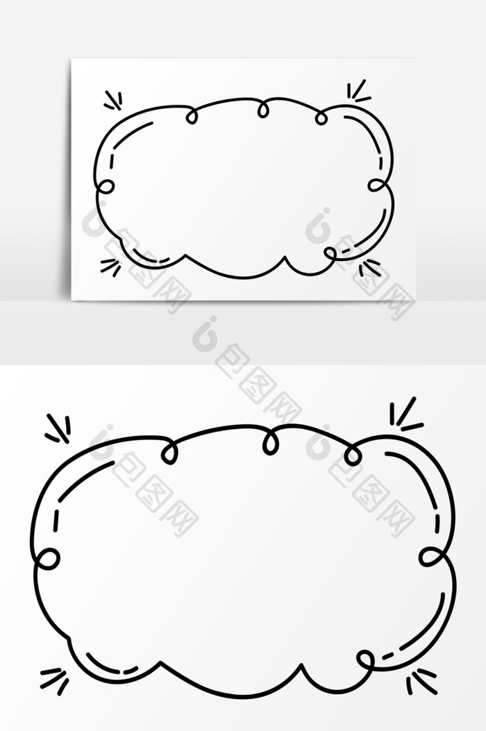 卡通手绘线描手账边框